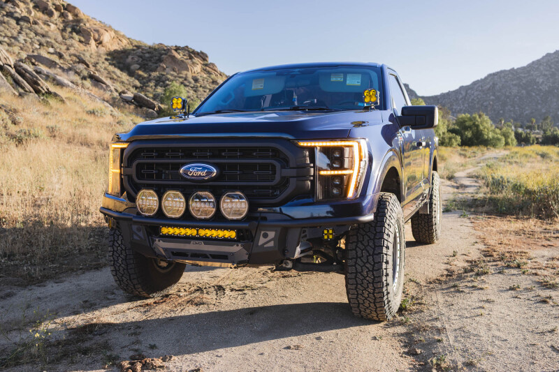 Ford F-150 Front Bumper - DV8 Offroad - Tube, Prerunner - Micro-texture black with gray skid plate accents - `21-`23
